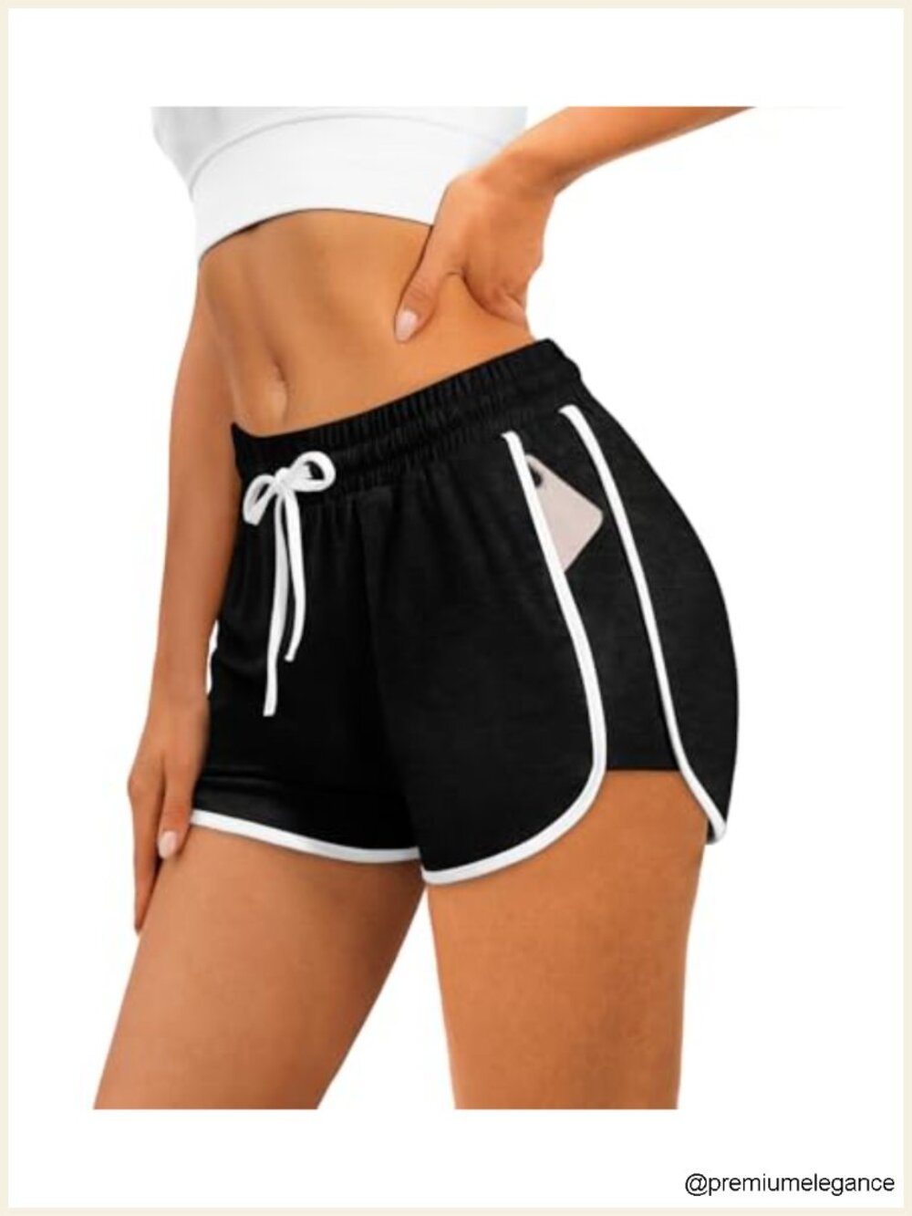 Womens Athletic Running Color Block Dolphin Shorts with Pockets and Drawstring